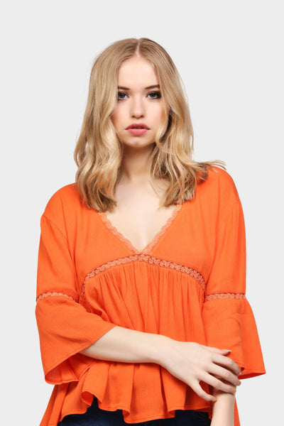 S17W-1000003254-OGE-S/M-lace-trim-tunic-top-mid-orange-jl1355