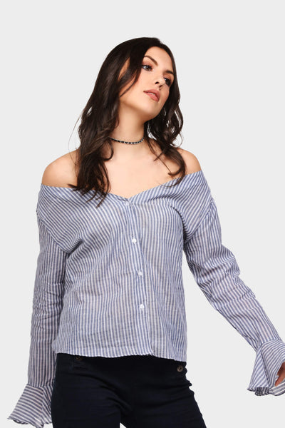 S17W-1000003671-DUE-S-stripe-off-shoulder-shirt-with-frill-cuffs-mid-blue-jl1571
