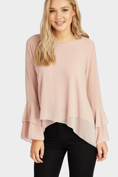 S17W-1000003964-NDE-OS-flute-sleeve-sheer-blouse-nude-jl1736