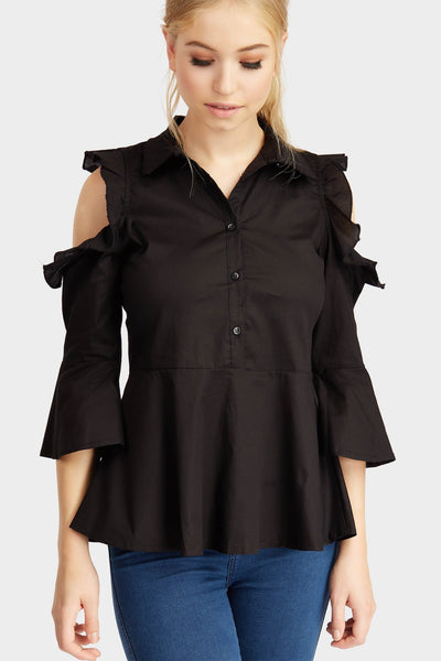 S17W-1000004044-BCK-XS-cut-shoulder-frill-shirt-black-jl1828