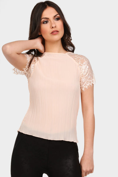 S17W-1000004095-NDE-S/M-lace-sleeve-pleated-top-nude-jl1860