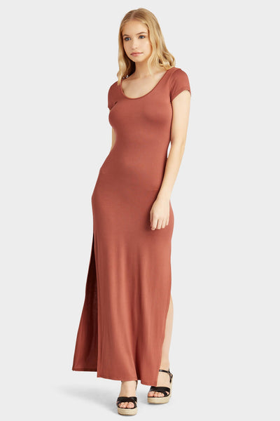 S17W-1300002342-CUT-6-cap-sleeve-side-split-maxi-dress-mid-brown-jl0898