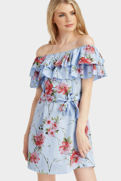 S17W-1300006907-BUE-S/M-bardot-frill-print-dress-mid-blue-jl3166