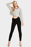 Grey Ribbed Neck Cropped Sweat Top