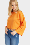 Orange Cropped Wide Sleeve Sweat Top