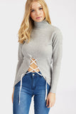 Grey High Neck Lace Detail Sweat