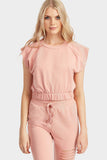 Rose Sleeveless Cropped Elasticated Hem Sweat Top