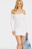 White Ruffle Top Bodycon Knitwear Dress