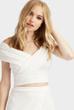 Cream Wrap Front Sleeveless Top