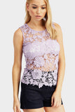 Lilac Crochet Keyhole Vest Top
