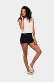Nude Frill Sleeve Top With Keyhole Front