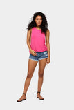 Hot Pink Drop Arm Basic Vest Top