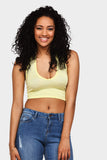 Lemon Deep V Halter Crop Top