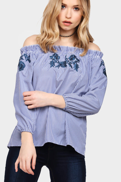 S17W-1000003045-BUE-S/M-floral-applique-gypsy-top-mid-blue-jl1237