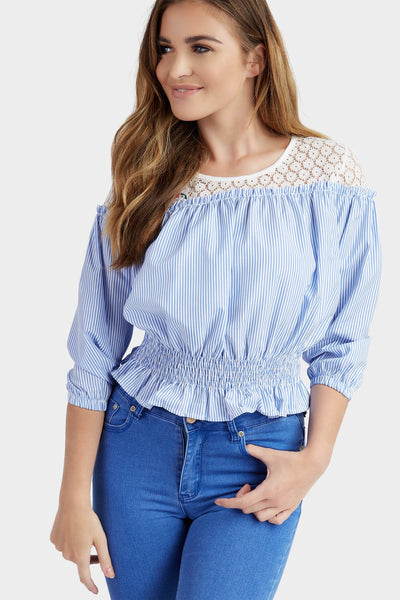 S17W-1000003055-BUE-S/M-crochet-trim-peplum-top-mid-blue-jl1242
