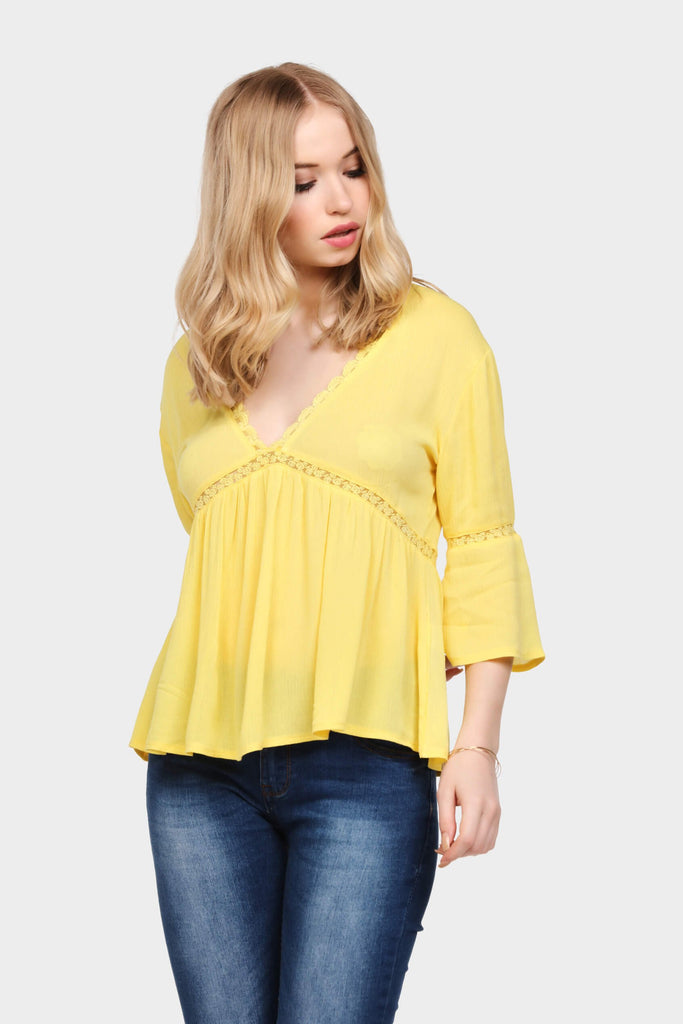 S17W-1000003252-YOW-S/M-lace-trim-tunic-top-mid-yellow-jl1355