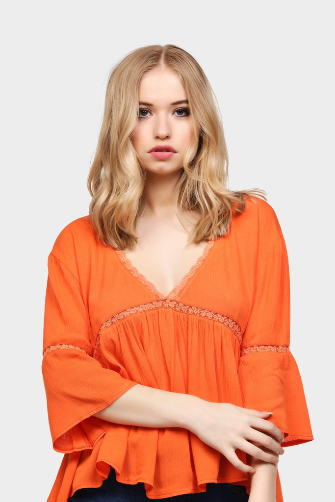 S17W-1000003254-OGE-S/M-lace-trim-tunic-top-mid-orange-jl1355