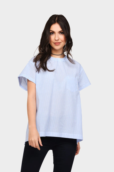 S17W-1000003675-LUE-S/M-stripe-short-sleeve-lace-up-back-top-light-blue-jl1573