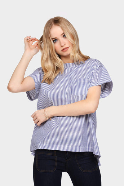 S17W-1000003676-DUE-S/M-stripe-short-sleeve-lace-up-back-top-mid-blue-jl1573