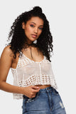 Cream Crochet Swing Crop Top