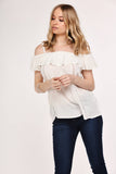 Cream Ruffle Bardot Top