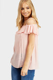 Pink Ruffle Bardot Top