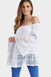 Cream Lace Trim Bardot Tunic Top