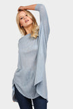 Blue Chiffon Dropped Hem Tunic