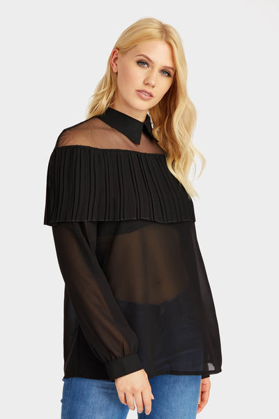 S17W-1000004055-BCK-S/M-mesh-blouse-with-ruffle-front-black-jl1833