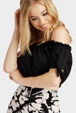 Black Tie Bardot Crop Top