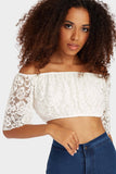 Cream Lace Crop Top