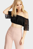 Black Lace Crop Top