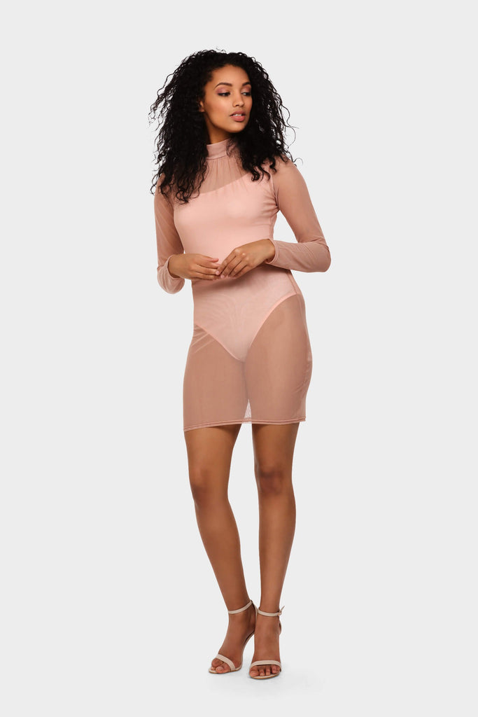 S17W-1300000386-RSE-6-mesh-ruch-neck-bodycon-mini-dress-mid-pink-jl0155