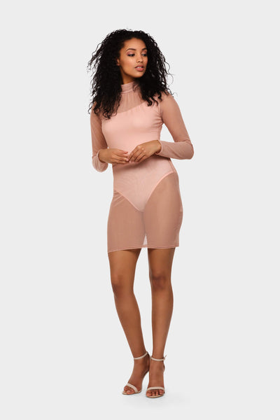 S17W-1300000386-RSE-6-mesh-ruch-neck-bodycon-mini-dress-mid-pink-jl0155