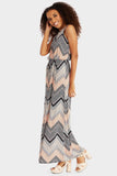 Multi Chevron Print Maxi Dress In Multi