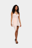 Peach Asymmetric Wrap Twist Strappy Midi Dress