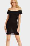 Black Off Shoulder Ruffle Mini Dress
