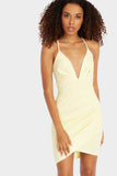 Lemon Plunge Wrap Bodycon Mini Dress