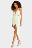 Mint Knot Front Asymmetrical Mini Dress
