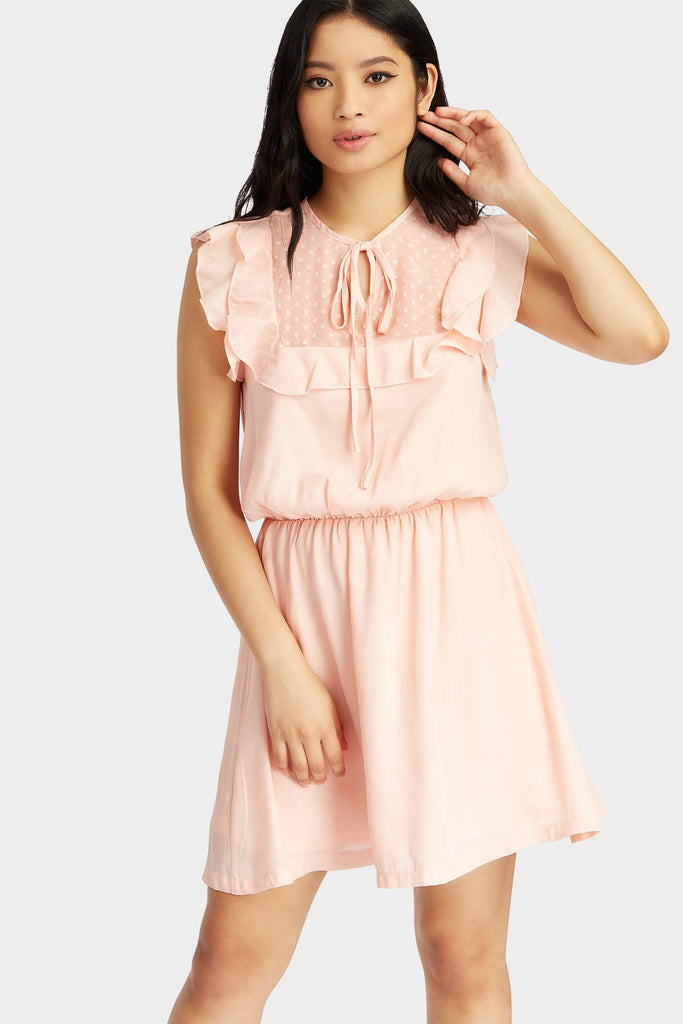 S17W-1300002636-RSE-6-tie-neck-frilly-shoulder-mini-dress-mid-pink-jl1022