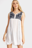 Cream Sleeveless Mirror Emb Dress