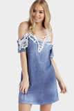 Denim Blue Lace Front Dress