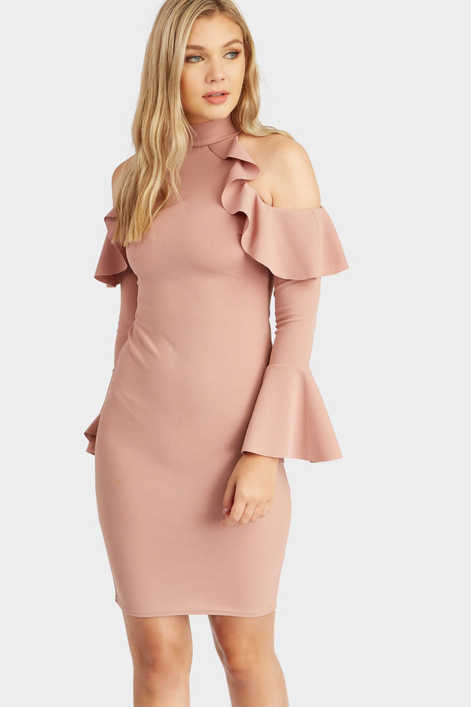 S17W-1300006978-RSE-6-cut-out-shoulder-frill-dress
-mid-pink-jl3198
