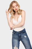 Cream Lace Trim Strappy Bodysuit