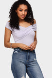 Lilac Bardot Cross Over Bodysuit