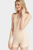 Nude Eyelet Lace Up Playsuit