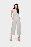 Grey Stripe Culottes Jumpsuit
