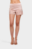 Nude Satin Lace Trim Shorts
