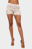 Stone Satin Lace Trim Shorts