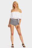 Navy Stripe Elastic Hot Pant